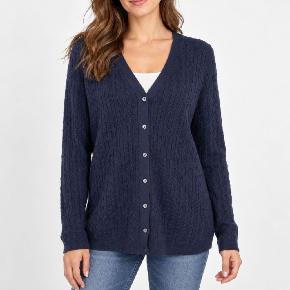 Brooks Brothers Silk Cashmere Cable Knit Cardigan Coastal Preppy Quiet Luxury